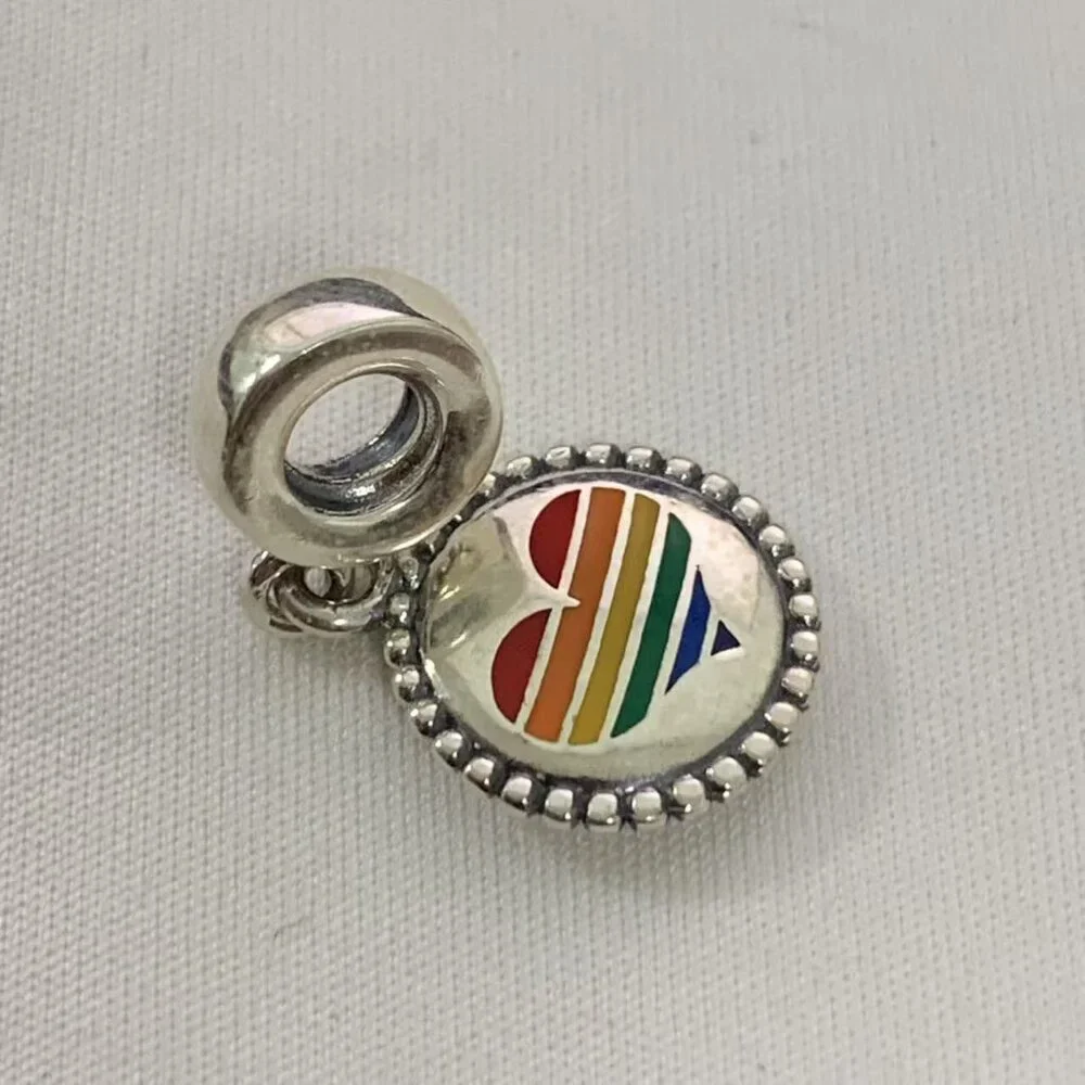 Pandora Pride Rainbow Heart Exclusive Dangle Charm Pendant, S925 Silver Jewelry